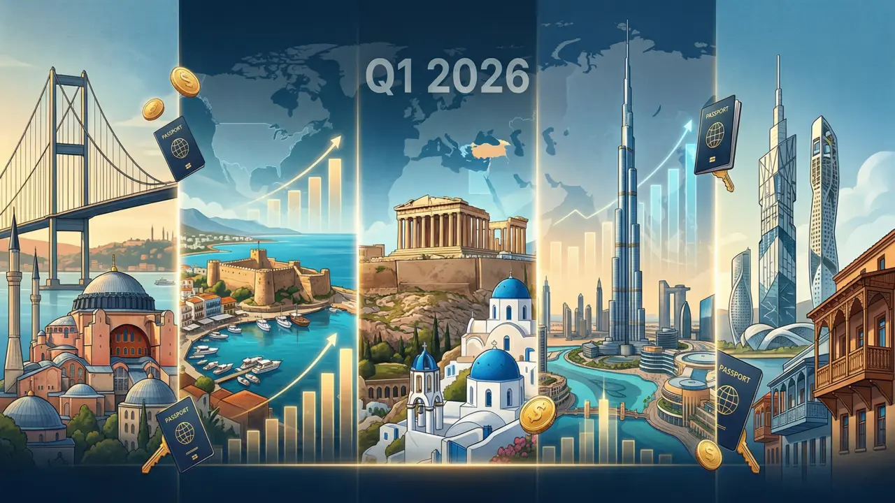 Real Estate Sales for Q1 2026: A Comparison of Turkey, Northern Cyprus, Greece, Dubai, and Georgia