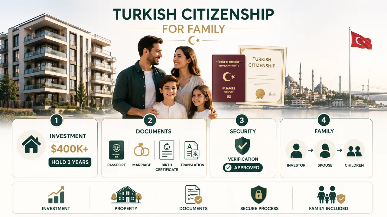 الجنسية التركية للعائلة عبر الاستثمار