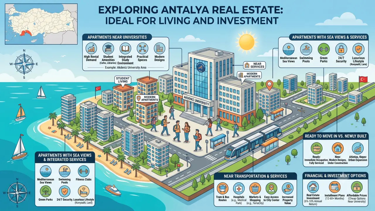Antalya Apartments Near Universities and Services