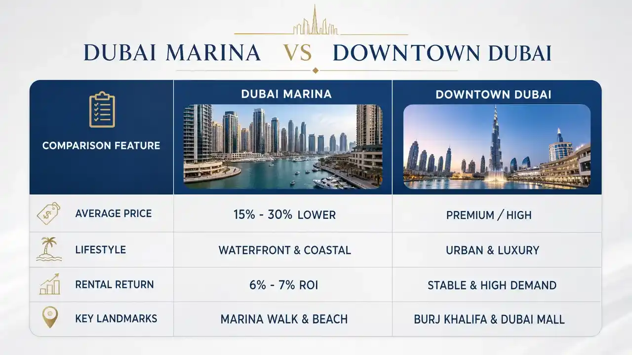 Dubai Marina vs Downtown Dubai for Living